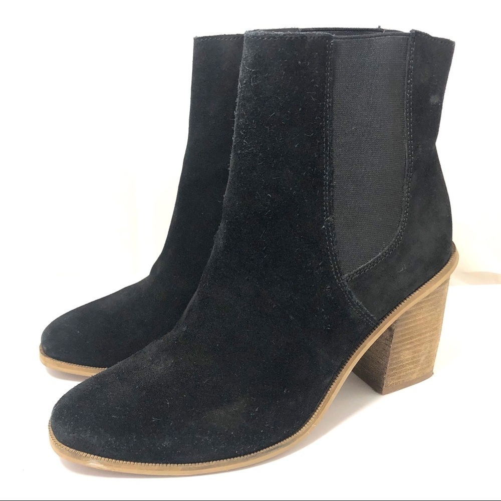 Mango Suede Black Leather Ankle Booties